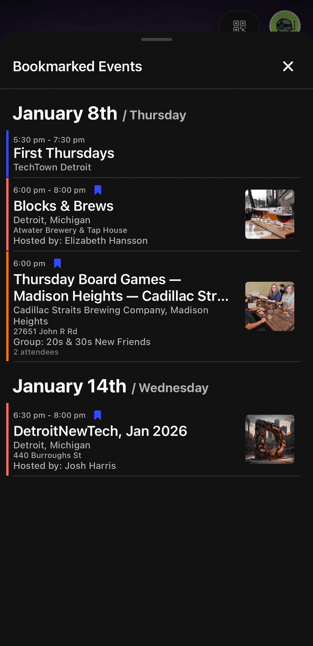 Renaissance City app - Bookmarks